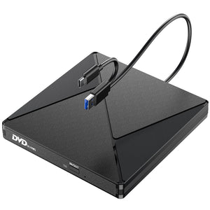 DVD Player for Laptop, External CD Drive for Mac, USB 3.0 USB C Portable CD Burner External Disk Drive, DVD Reader Writer ROM Dr