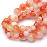 Chicager Natural Stone Beads for Jewelry Making,10mm Orange Jade Polished Smooth Round Gemstone Beads for Bracelet Necklace 15 I