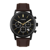 Timex Analog Watch For Men With Black Dial & Brown Leather Strap Band - Water Resistant Men'S Wrist Watches -Tweg294Smu01