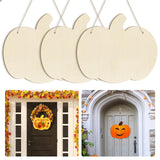 Large Size 12 Wooden Pumpkins Ornaments to Paint, Halloween Thanksgiving DIY Blank Unfinished Wreaths Front Door Sign Decoration