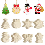 80PCS Wooden Christmas Ornaments to Paint, 8 Styles DIY Blank Unfinished Wood Reindeer Santa Claus Christmas Tree Ball Snowman S