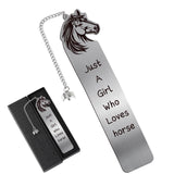 Berirexrion Horse Bookmark Gifts for Women - Funny Just A Girl Who Loves Horse Metal Book Marks Cute Animal Bookmarks Best Stuff