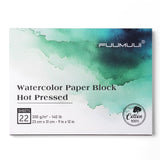 Fuumuui Watercolor Paper Block 9x12 Inch, Smooth Surface 100% Cotton Watercolor Paper, 22 Sheets, 140lb/300gsm, Hot Press, Acid-