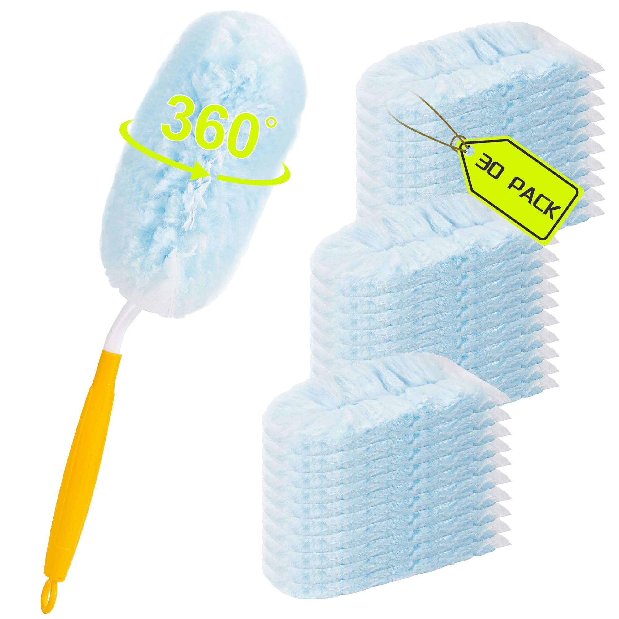 30 Count Duster Refills 360 Heavy Duty Duster Refills Compatible with Swiffer Dusters for Cleaning Home, Office, Furniture (30 C