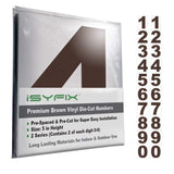 iSYFIX Brown Vinyl Numbers Stickers - 5 Inch Self Adhesive (2 Sets)- Premium Decal Die Cut and Pre-Spaced for Mailbox, Signs, Wi