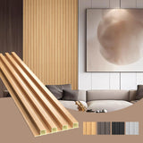 OUZUGIE WPC Acoustic Slat Wall Paneling, 8-Pack 114 x 6 Inches 3D Wall Panels for Interior Wall Decor,Living Room,TV Background,