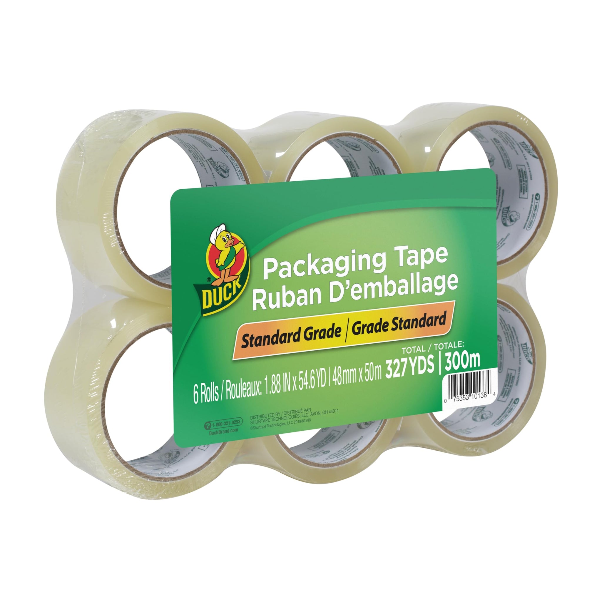 Duck Brand Standard Packaging Tape Refill, 6 Rolls, 1.88 Inch X 54.6 Yard, Clear (1362513)