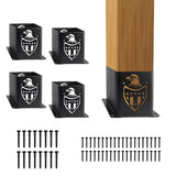 6x6 Post Base 4Pcs (Inner Size 5.6x5.6) Post Brackets with Eagle Shield Design - Heavy Duty Fence Post Anchors for Wood, Pergola