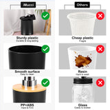 iMucci Bathroom Accessories Set with Trash Can,Toothbrush Holder, Lotion Soap Dispenser, Soap Dish,Tumbler Cup(9Pcs Black Bamboo