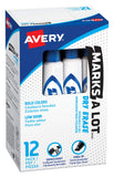 AVERY Marks A Lot Dry Erase Markers, Low Odor White Board Markers with Chisel Tip, 12 Blue (24406)