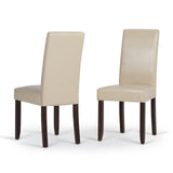 SIMPLIHOME Acadian Dining Chairs - Upholstered Solid Hardwood and Vegan Leather Parsons Chair Set in Satin Cream, Transitional D