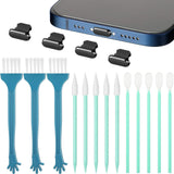 Frienda Anti Dust Plug Metal Phone Port Cover Compatible with iPhone 14/13/12/11 Lightning Connector Cleaning Tool Kit Phone Spe
