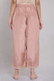 W Shantung Strechable Parallel Pants For Women | Shantung Parallel Pants For Women | Trousers For Women | W For Woman Dusty Pink Xs