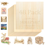 48 Pack Basswood Sheets 12 x12 x1/8 3mm Basswood for Laser Cutting Laser Engraving Blanks Craft Wood 1/8 Plywood for Laser Cutt