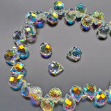 Chengmu 8mm Crystal AB Strawberry Glass Beads for Jewelry Making, Faceted Teardrop Crytal Prism Spacer Beads for Pendants Bracel