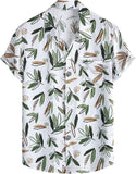 Leriya Fashion Shirt For Men | Tropical Leaf Printed Rayon Shirts For Men | Preppy Short Sleeves | Spread Collared Neck | Perfec