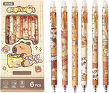 Navansiq 6 Pcs of Erasable Ballpoint Pen with Capibaras (0.5mm Blue) Writing Pen Office School Pens Women Girls Boys Retractable