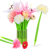 BBTO 24 Pcs Flower Pens for Women Daisy Rose Lily Carnation Ballpoint with Flower Top Black Gel Ink Pen Gift for Mother's Day Br