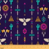 Eagle Fabric By The Yard Tribal Upholstery Fabric Cactus Aztec Wigwam Tomahawk Arrows Decorative Fabric Dream Catcher Ethnic Sym