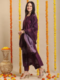 Anni Designer Women'S Rayon Blend Anarkali Printed Kurta With Pant & Dupatta (Gangori Wine-Vks02_L_Wine_Large),Wine,L,Rayon Blend,Anarkali,