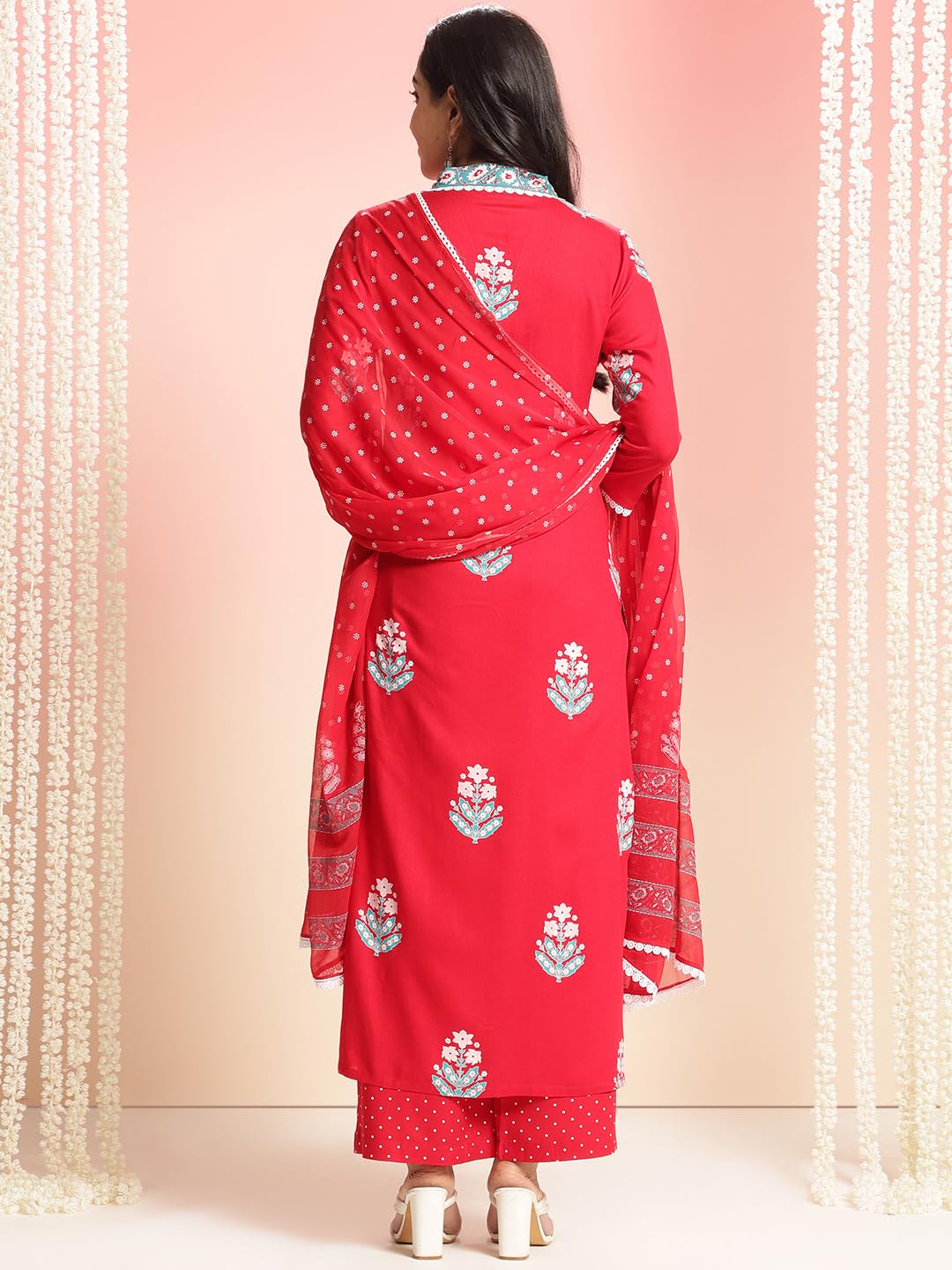Anni Designer Women'S Rayon Viscose Printed Straight Kurta With Pant & Dupatta (Belagavi Red-Vks05_5Xl_Red_Xxxxx-Large),Red,5XL,Rayon,Casual,