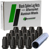 DPAccessories Black M12x1.50 Lug Nuts for Aftermarket Wheels - Closed End Spline Tuner - 34mm (1.35) Tall - Set of 16 - D5246P-2