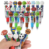 Oneshow 16-Pack Sports Mini Ballpoint Pens, 4-in-1 Sports-Themed Fun Ballpoint Pen Set, Soccer, Basketball, Volleyball Team Gift