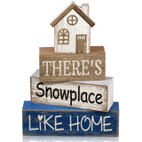 Lineshading 4 Pcs Christmas Table Decor Winter house Wooden Table Decorations Rustic Signs Tiered Tray Decor Wood Farmhouse Vint