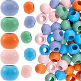 Pndeyo 50pcs Wooden Beads for Crafts, 20mm Large Hole Natural Wood Hair Bead, Cute Wooden Spacer Accessories for Macrame Necklac