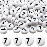 MIIIM 200 Pcs Serif Number 7 Beads for Bracelets, 4x7mm Round Number Beads 7 for Phone Digits, Keychains, Necklace (Digit 7)