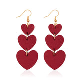Jagucho Leather Earrings Dangle for Women, Lightweight Heart Earrings Drop, Valentines Day Gifts (Red 42)