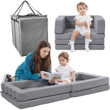 Portable Toddler Travel Bed|3-in-1 Convertible Sofa Bed High-Density Foam Floor Lounger for Kids,Collapsible Napmat with Waterpr