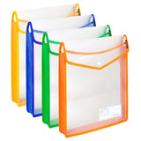 Plastic File Folder 4 Pcs Vertical Poly Envelope Expanding File Document Organizer Fs Size With Snap Closure & Label Pocket Clea