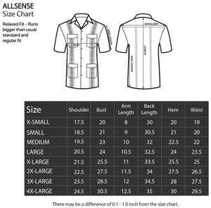 Allsense Men's Short Sleeve Cuban Guayabera Shirts 19-19.5N 3XL French Blue