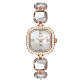 Timex Fria Analog Watch For Women With Mother Of Pearl Square Dial & Rose Gold Brass Bracelet Band Water Resistant Women'S Wrist