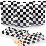 Teenyyou 60 Pcs Checkered Race Sealing Gift Bags Plastic White Black Plaid Zip Closure Bags with Handles for Candy Treat Goodie 