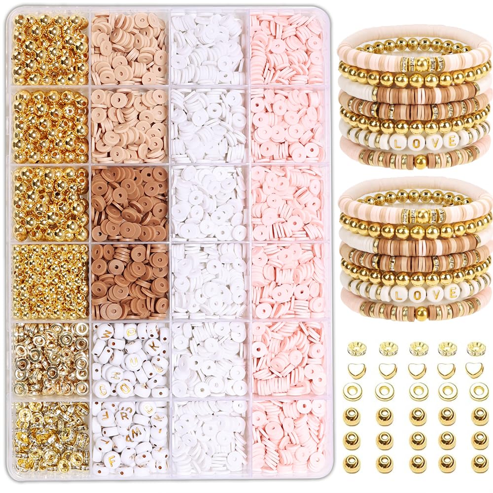 LFLIUN Bracelet Making Kit Gold Beads Clay Beads Jewelry&Bracelet Making Kit Charm Bracelet Maker Set with Letter Beaded Kit Bir