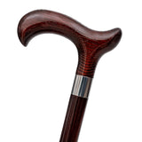 Dr. Watson - Handcrafted Wooden Walking Stick, Classic Walking Cane with Derby Handle and Stainless Steel Collar (Mahogany)