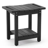 LUE BONA HDPS Shower Benches for Inside Shower, Black Shower Stool for Shaving Legs with Shelf, Waterproof Shower Chair Seat for