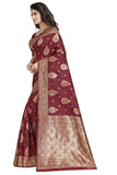 Sugathari Womens Banarasi Saree Pure Kanjivaram Silk Saree Soft New Ladies 2023 Design Wear Sarees Latest Cotton Party Sari Collections With Blouse Piece For Wedding Sadi (Sam San Eagle-3 Maroon)