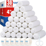 Navona 30 Pack Gauze Rolls Bandages, 4 in x 4.1 Yards, Individually Wrapped Breathable Rolled Gauze, Mummy Wraps, Premium First 