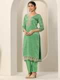 Libas Women'S Silk Blend Kurta Sets (99447_Green_Xl)