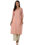 Libas Women'S Cotton Woven Design Straight Kurta (37237_Peach