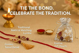 Shalinindia Premium Designer Red Rakhi Set Of 2 For Bhaiya Bhabhi Traditional Lumba Set, Thread Rakhi With Stones Ideal Raksha,Nylon,Blue