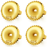 DELECOE 2-Pairs Gold Screw Earring Backs Fit for Threaded Post .032/20 Gauge, 14K Gold Plated Sterling Silver Screw on Earring B
