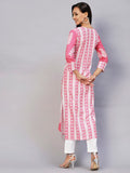 Anni Designer Women'S Rayon Printed Straight Kurta (Oni101 White-Nw_S_Pink_Small),Pink,S,Rayon,Regular,Kurta