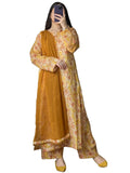 Anni Designer Women'S Rayon Blend Straight Printed Kurta With Palazzo & Dupatta (Daisy Mustard_S_Mustard_Small),Mustard,S