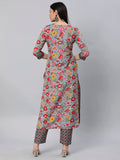 Gosriki Women'S Cotton Blend Straight Printed Kurta With Pant (Cp Green-Nw-Gs_S_Green_Small),Green,,B0BZMHQPWN