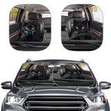 Binienty Black British Shorthair Cat Car Sun Shade Windshield 2 Pack with Reflective Coating, Split Front Windshield Sunshade Bl