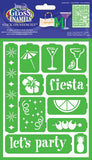 DecoArt AGS201K SelfAdhesive Glass Series Americana Stencils, 6 by 8Inch, Party Time